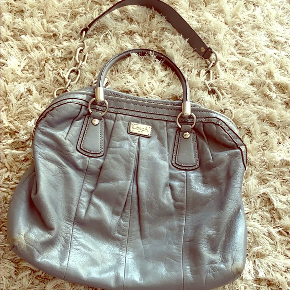 Soft Grey Leather Coach Purse